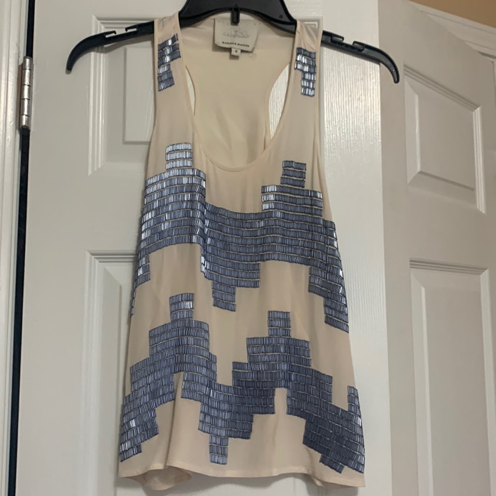 Madison Marcus Blue Beaded Racerback Tank